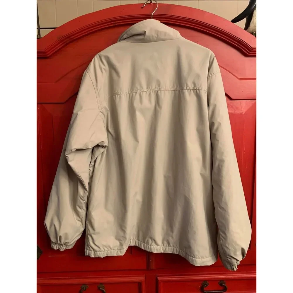 Columbia Size Large Tan Soft Shell Fleece Lined Coat Jacket Full Zip Warm Light